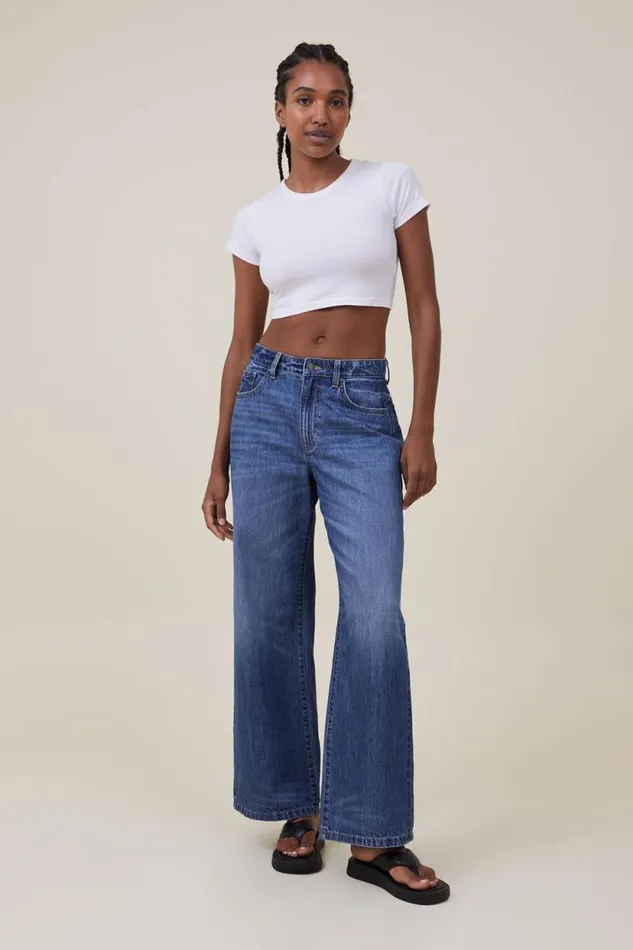 Relaxed Wide Jean Bottle Blue Women Cotton On Pants