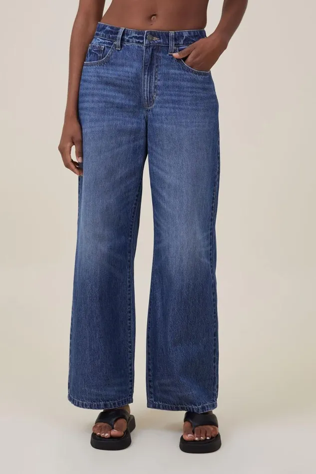Relaxed Wide Jean Bottle Blue Women Cotton On Pants Relaxed Wide Jean Bottle Blue Women Cotton On Pants