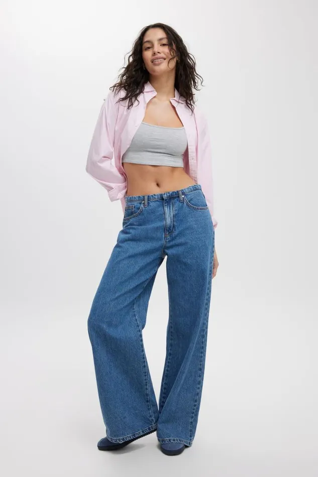 Relaxed Wide Jean Sea Bluewaist Women Cotton On Pants