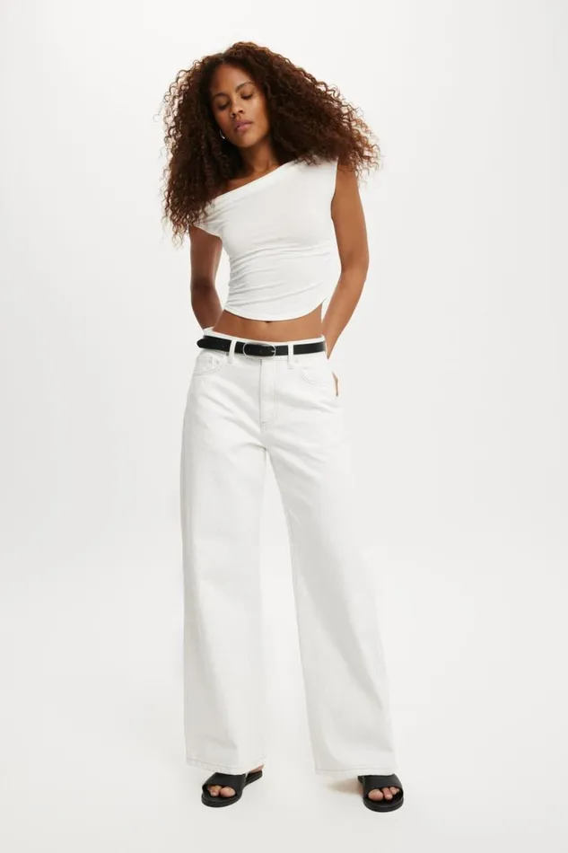 Relaxed Wide Jean Vintage White Women Cotton On Pants