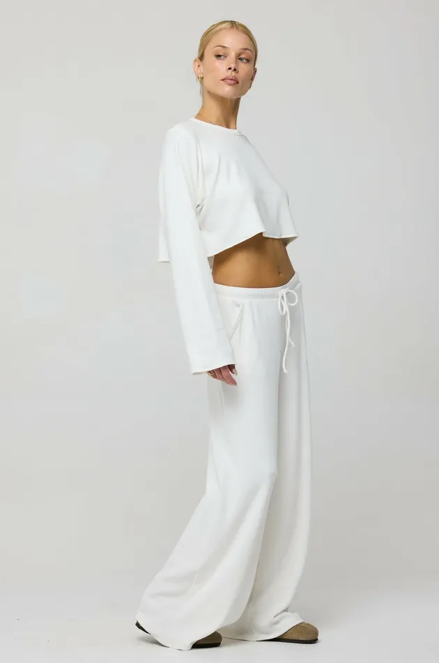 RESA Boyfriend Crop Rib In White Women Matching Sets