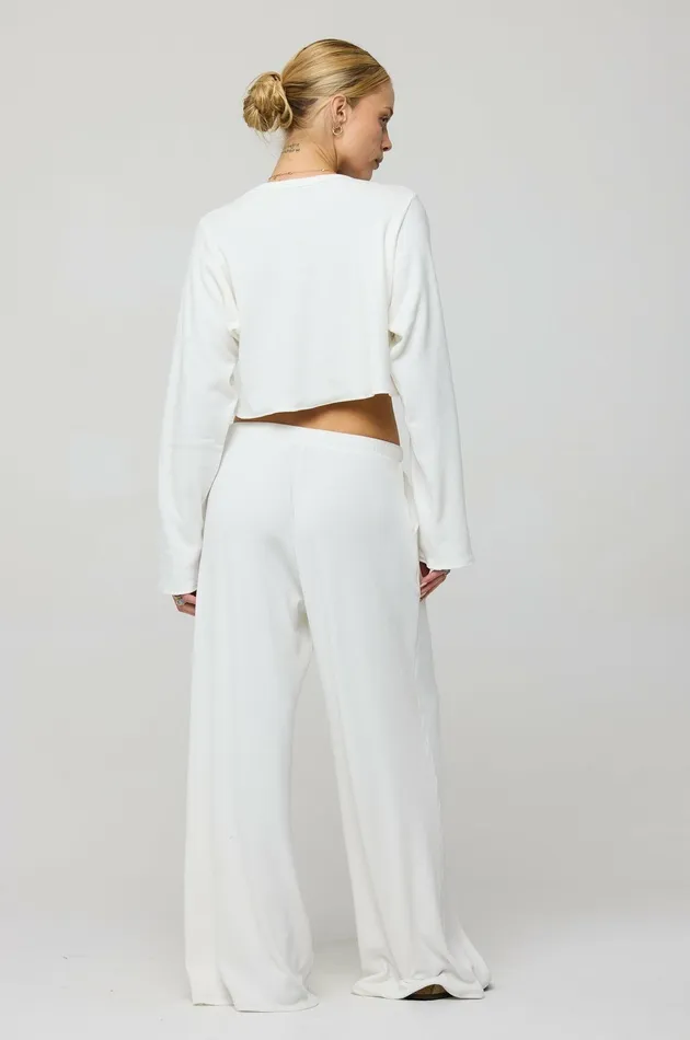 RESA Boyfriend Crop Rib In White Women Matching Sets