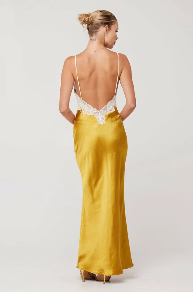 RESA Celine Dress In Gold Women Maxi Dress