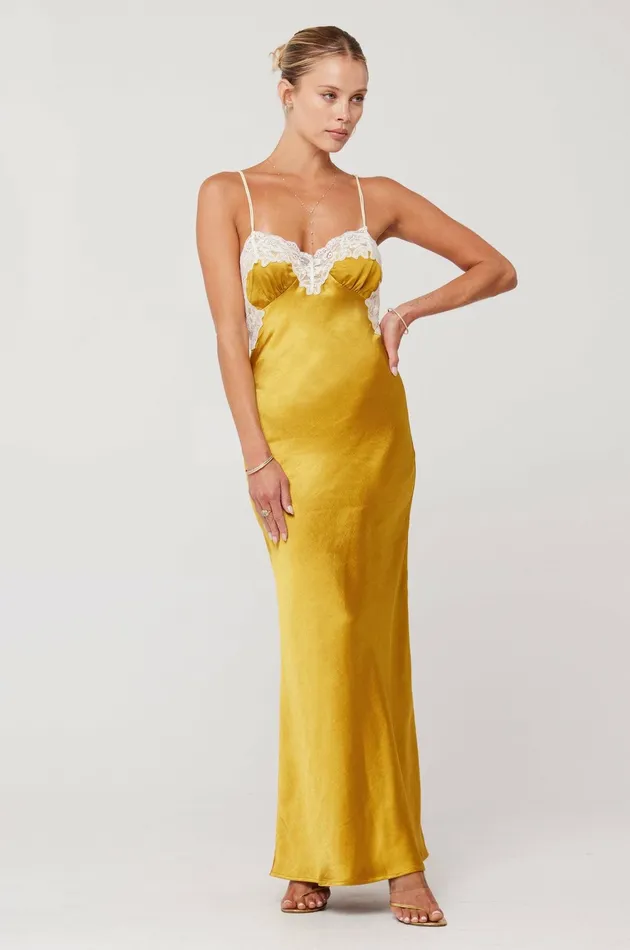RESA Celine Dress In Gold Women Maxi Dress