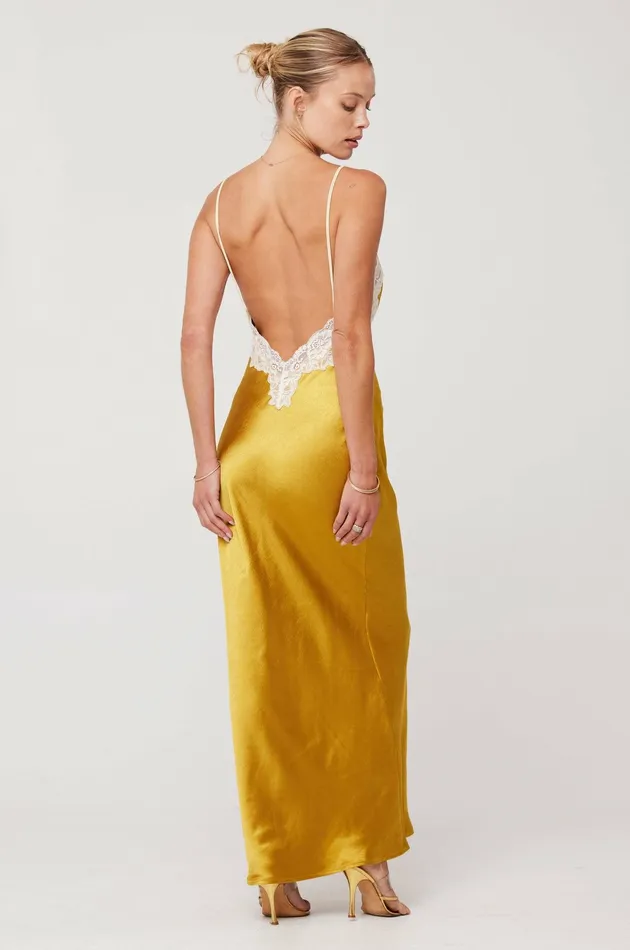 RESA Celine Dress In Gold Women Maxi Dress