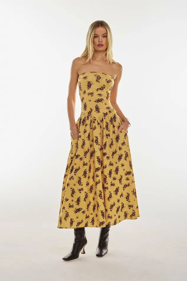 RESA Mackenzie Dress In Dandelion Women Midi Dress
