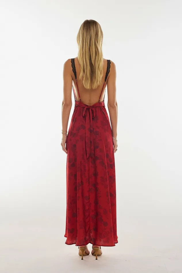 RESA Selena Dress In Red Currant Women Maxi Dress