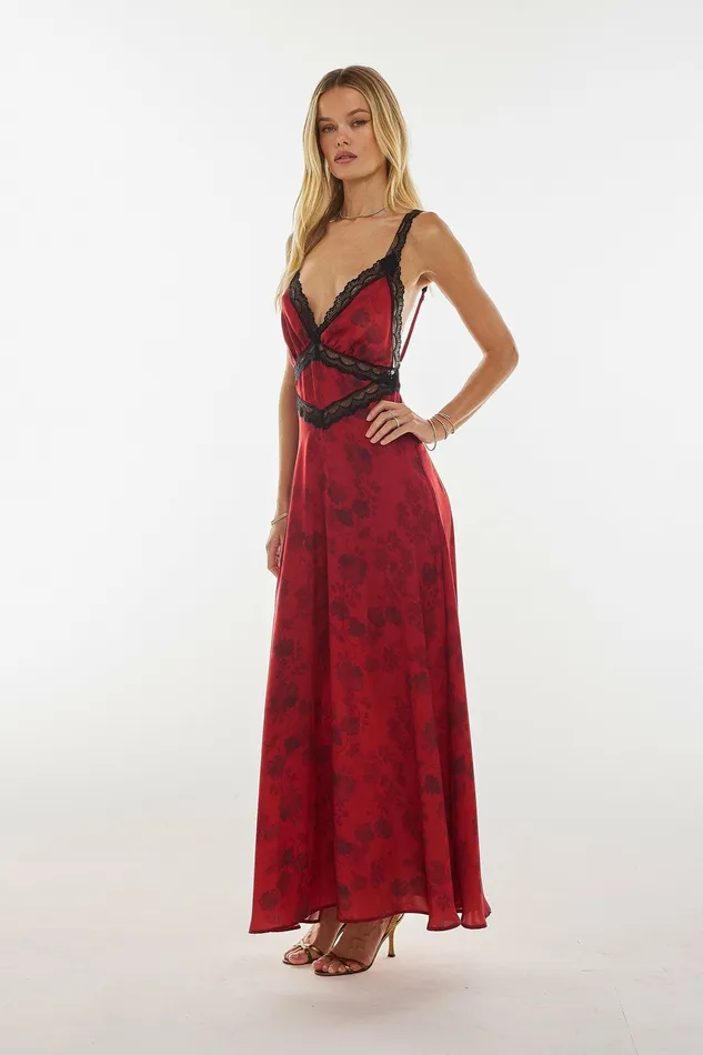 RESA Selena Dress In Red Currant Women Maxi Dress