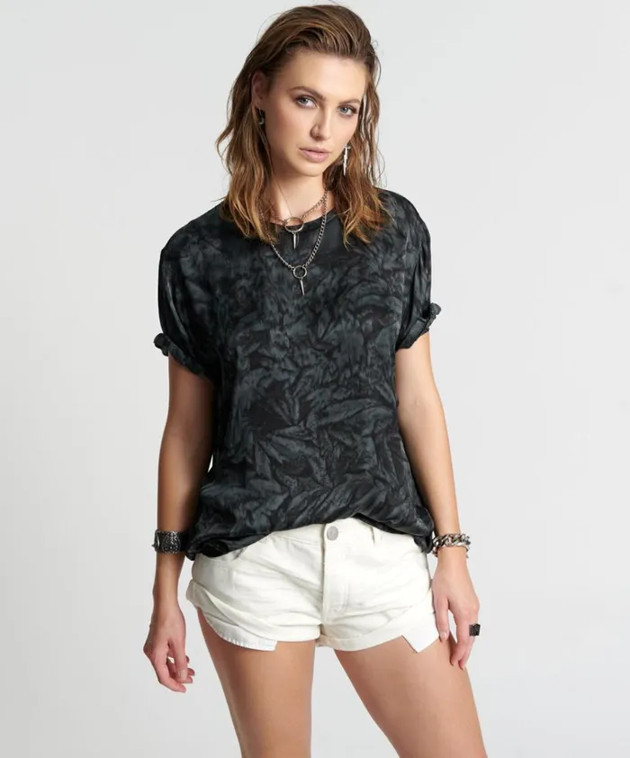 RESONANCE HAND DYED SATIN TEE Women One Teaspoon Tees and Tanks