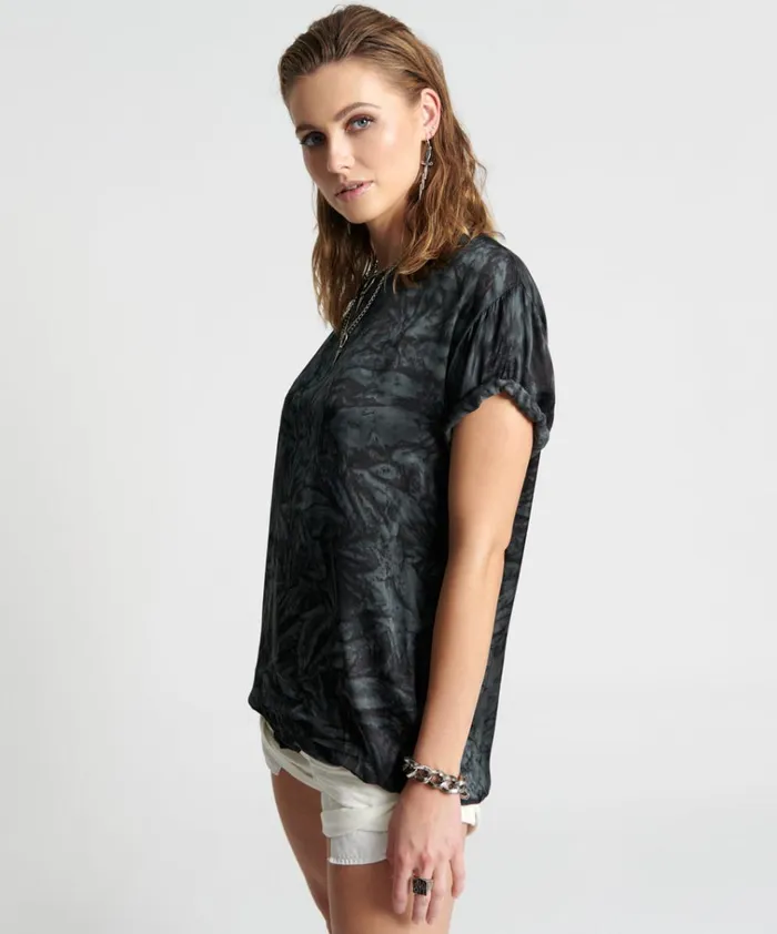 RESONANCE HAND DYED SATIN TEE Women One Teaspoon Tees and Tanks RESONANCE HAND DYED SATIN TEE Women One Teaspoon Tees and Tanks