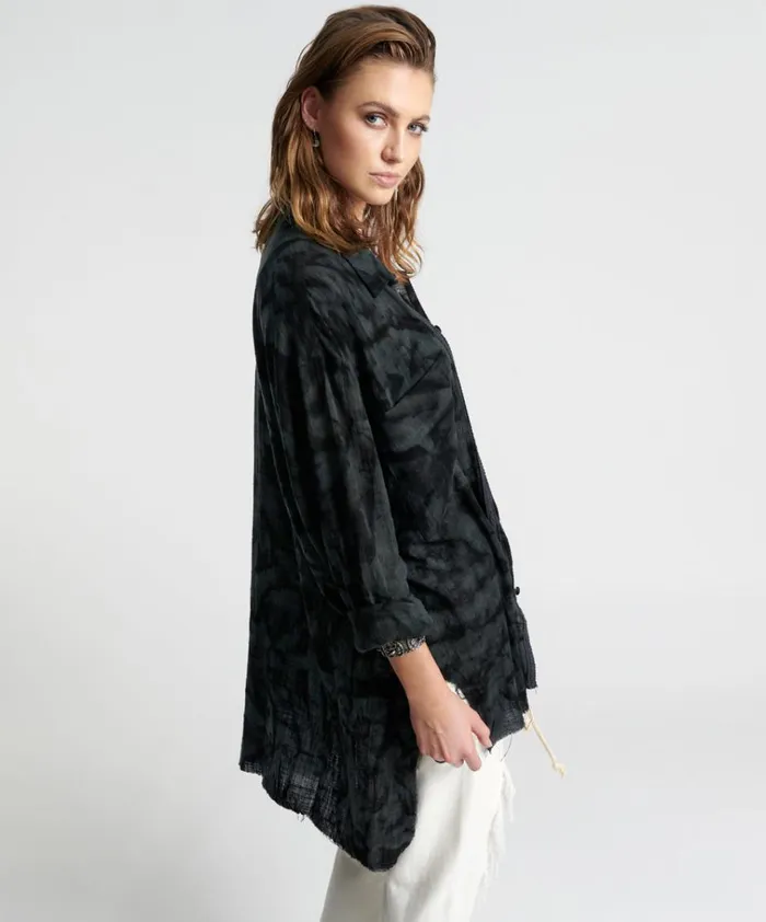 RESONANCE MUSLIN LONGLINE SHIRT Women One Teaspoon Shirts RESONANCE MUSLIN LONGLINE SHIRT Women One Teaspoon Shirts