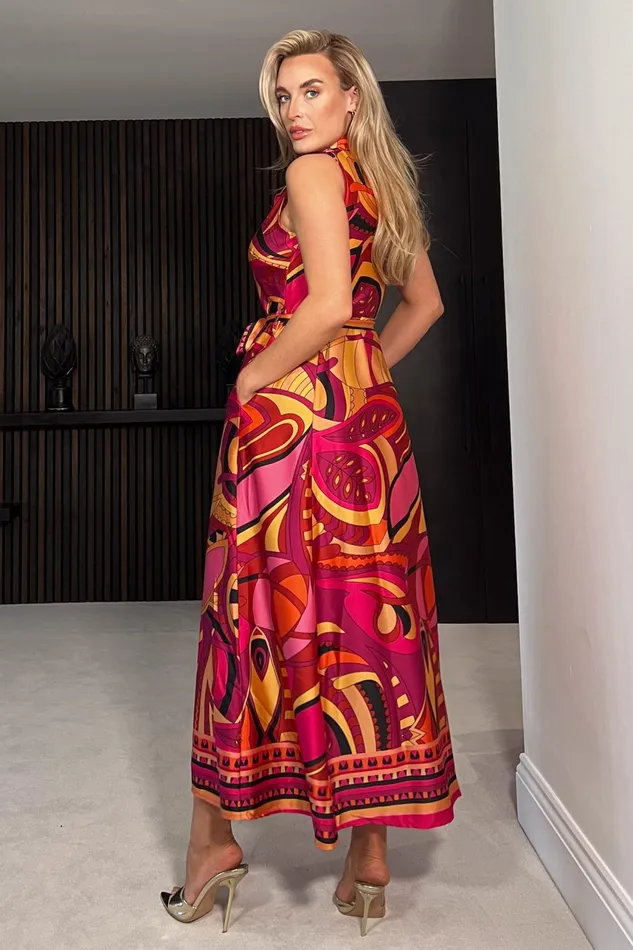 Rhia Sleeveless Border Print Shirt Maxi Dress Women Girl In Mind Shirt Dresses