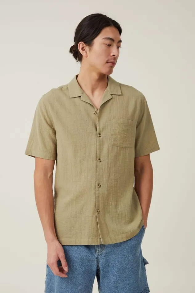 Riviera Short Sleeve Shirt Avocado Men Cotton On Shirts and Polos