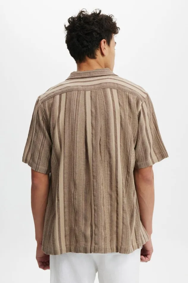Riviera Short Sleeve Shirt Latte Stripe Men Cotton On Shirts and Polos Riviera Short Sleeve Shirt Latte Stripe Men Cotton On Shirts and Polos