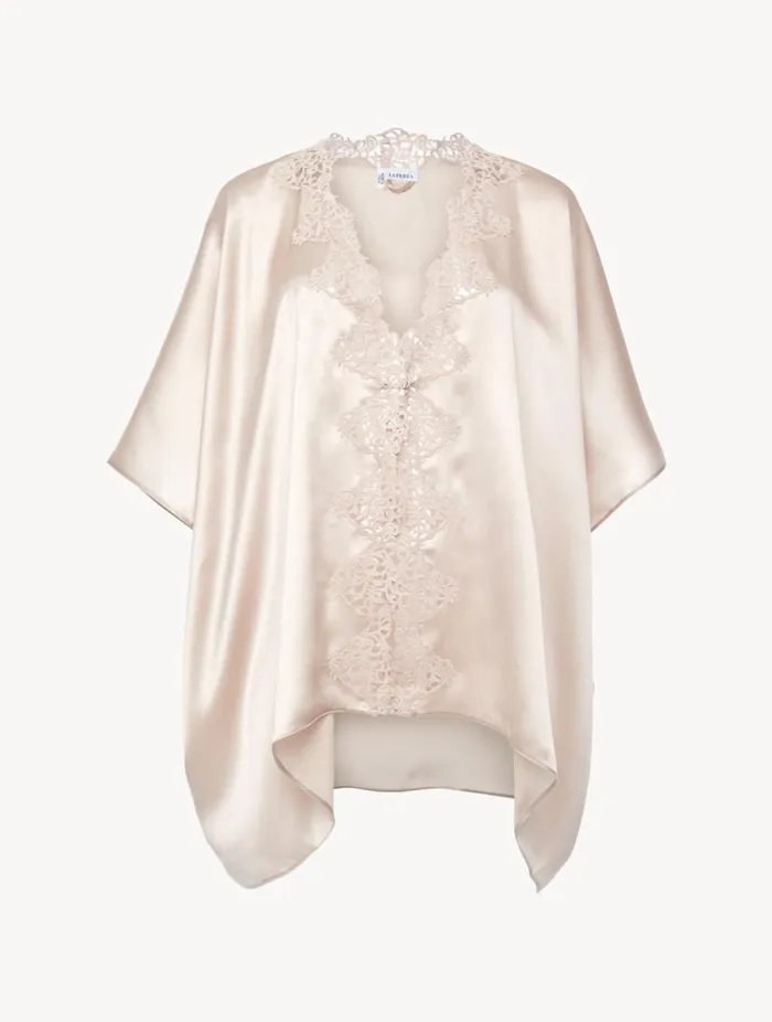 Rose Beige Short Silk Robe Sleepwear La Perla Robes