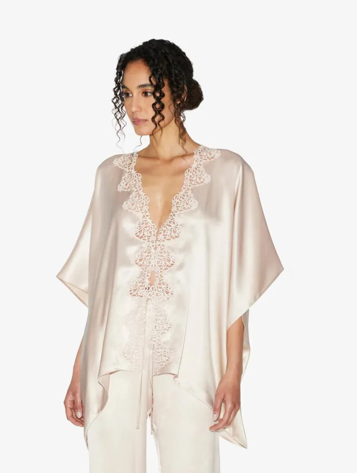 Rose Beige Short Silk Robe Sleepwear La Perla Robes