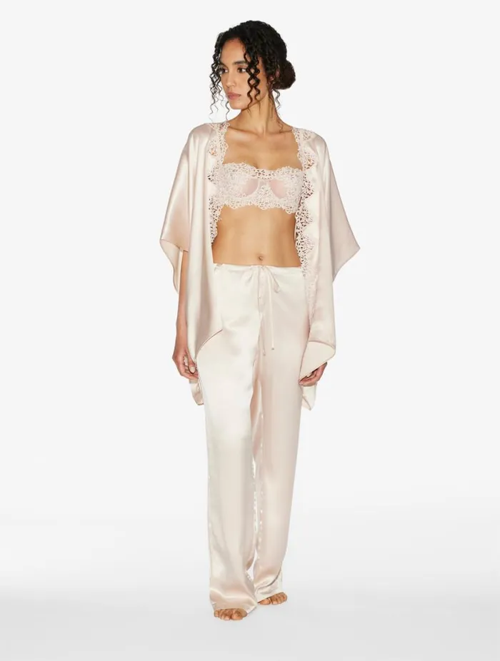 Rose Beige Short Silk Robe Sleepwear La Perla Robes