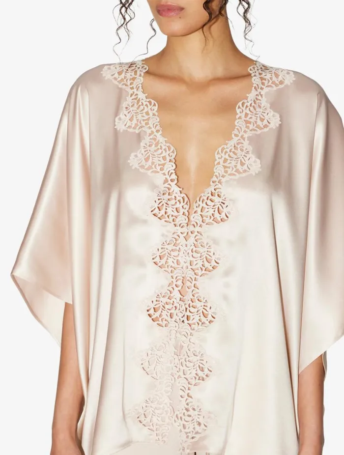 Rose Beige Short Silk Robe Sleepwear La Perla Robes