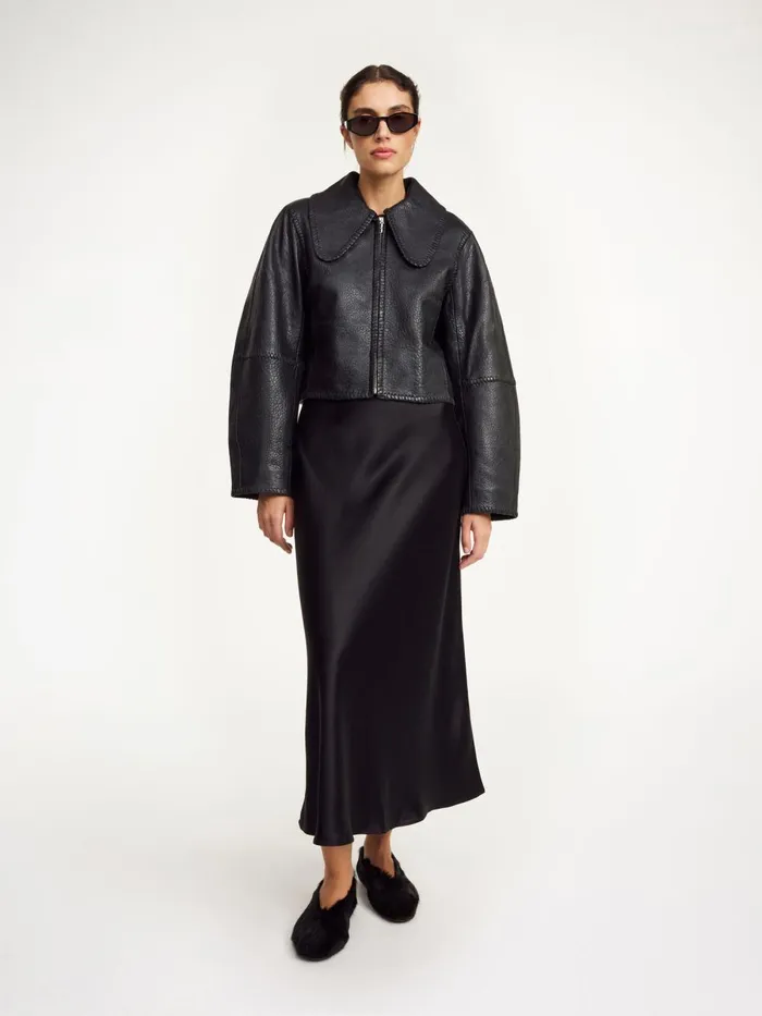Rowani Leather Jacket Black Women By Malene Birger Coats and Jackets