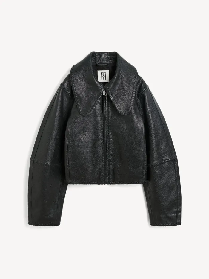 Rowani Leather Jacket Black Women By Malene Birger Coats and Jackets