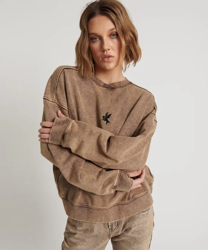 RUST BOWER BIRD RETRO SWEATER Women One Teaspoon Hoodies And Sweats