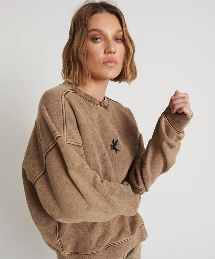 RUST BOWER BIRD RETRO SWEATER Women One Teaspoon Hoodies And Sweats RUST BOWER BIRD RETRO SWEATER Women One Teaspoon Hoodies And Sweats