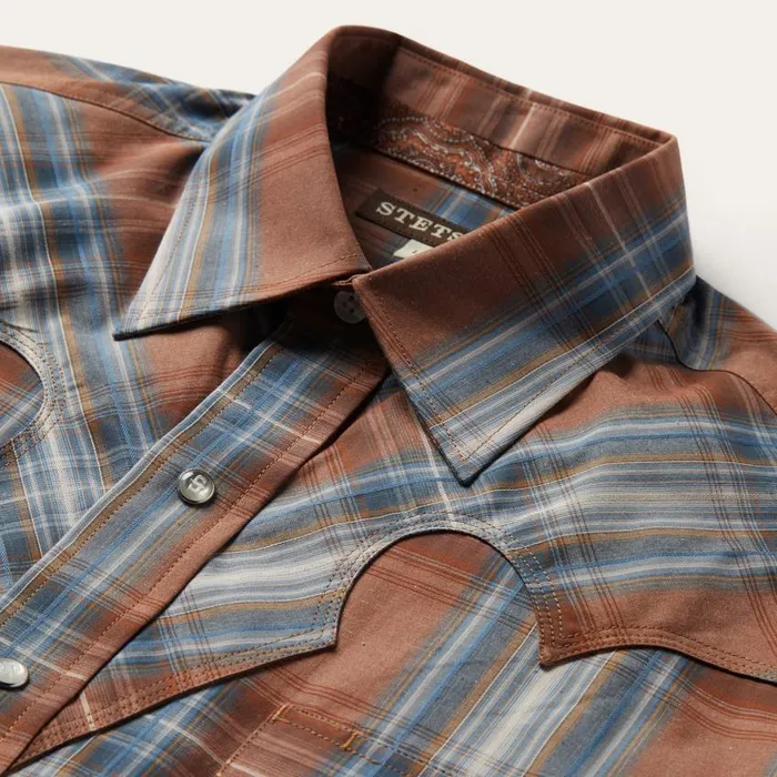 Rustic Plaid Western Shirt Brown Men Stetson Western Shirts