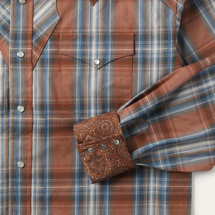 Rustic Plaid Western Shirt Brown Men Stetson Western Shirts