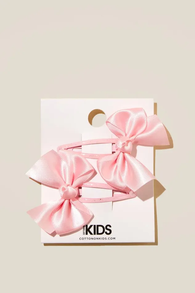 Sadie Snap Clips Blush Pinksatin Bows Girls Cotton On Hair Accessories