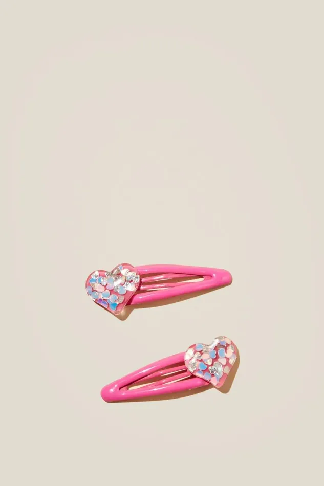 Sadie Snap Clips Pink Gerberaglitter Hearts Girls Cotton On Hair Accessories Sadie Snap Clips Pink Gerberaglitter Hearts Girls Cotton On Hair Accessories