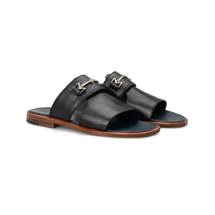 Sandals Men Moreschi Black Leather Sandal