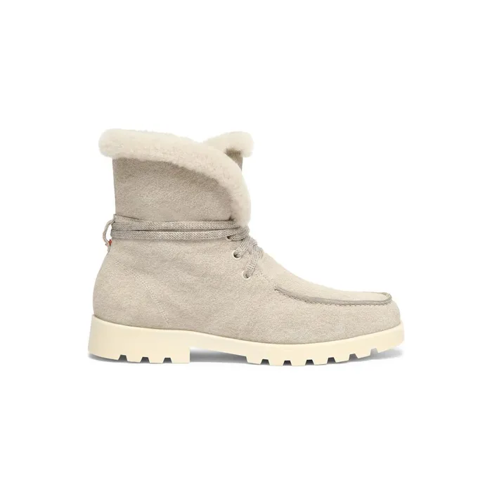 Santoni Beige Suede Ankle Boot With Fur Women Boots and Ankle Boots