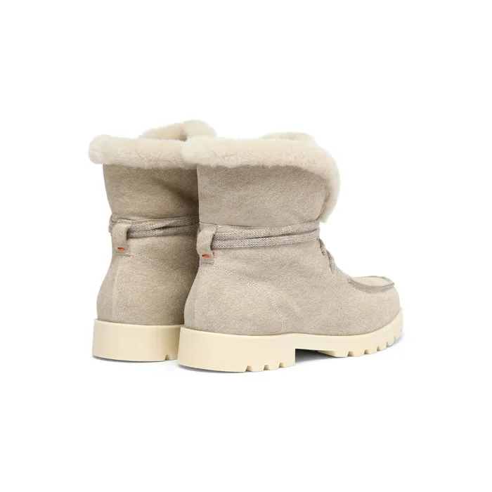 Santoni Beige Suede Ankle Boot With Fur Women Boots and Ankle Boots