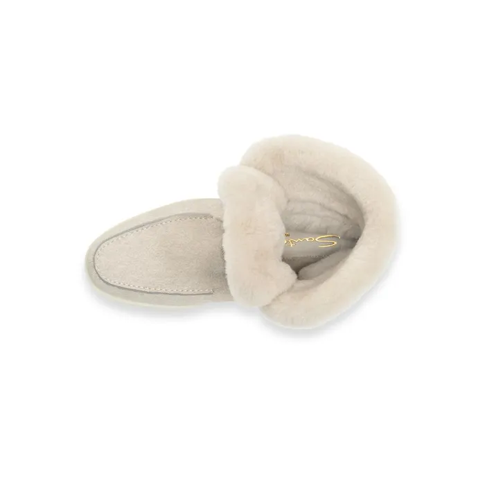 Santoni Beige Suede Ankle Boot With Fur Women Boots and Ankle Boots