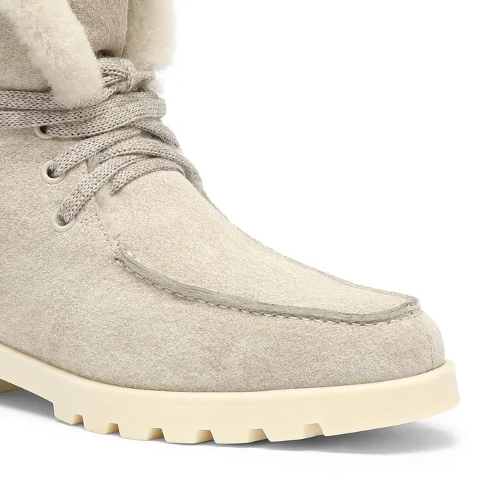 Santoni Beige Suede Ankle Boot With Fur Women Boots and Ankle Boots