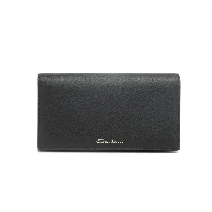 Santoni Black Leather Crossbody Bag Women Bags