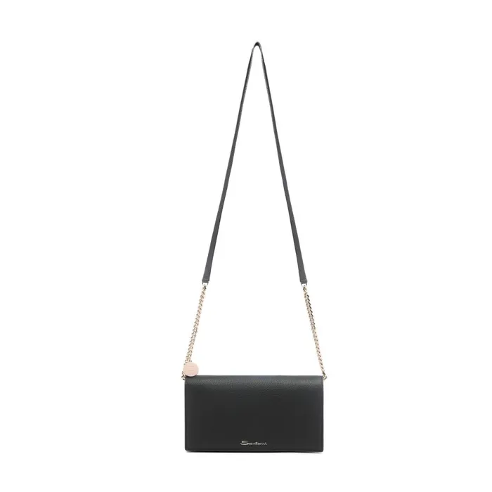 Santoni Black Leather Crossbody Bag Women Bags