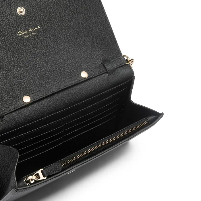 Santoni Black Leather Crossbody Bag Women Bags