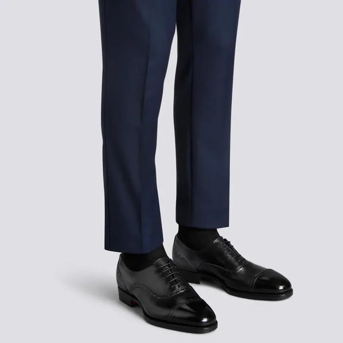 Santoni Black Leather Oxford Shoe Men LaceUps