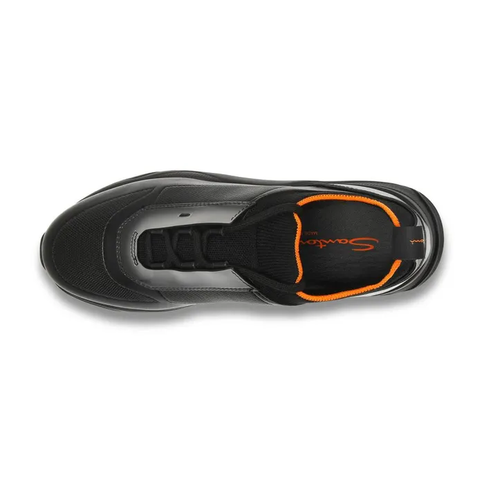 Santoni Black Leather Sneaker Men Sneakers