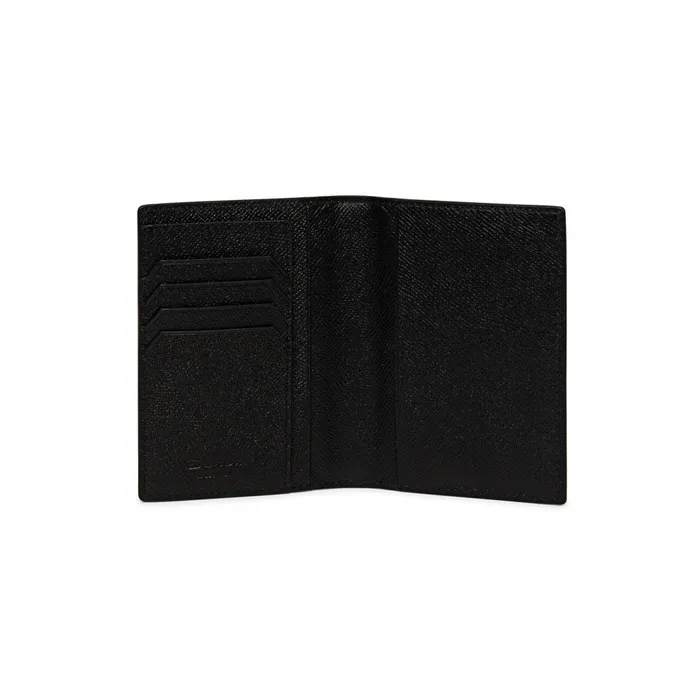 Santoni Black Saffiano Leather Passport Case MenWomen Small Leather Goods