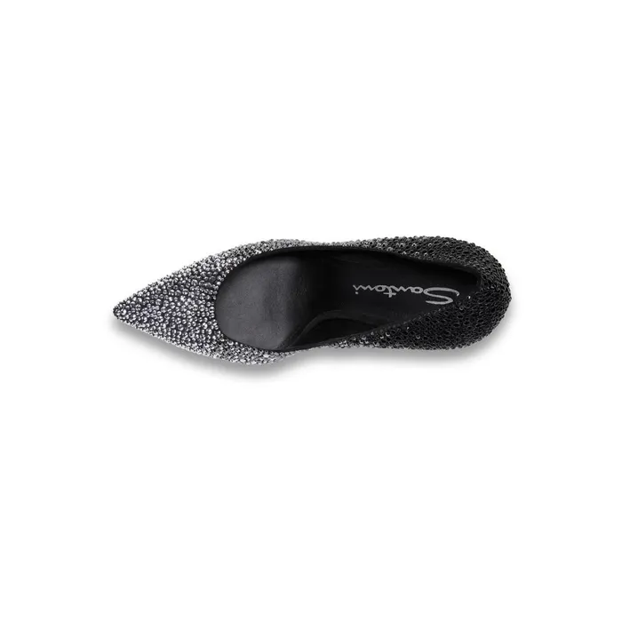 Santoni Black Suede And Strass HighHeel Sibille Pump Women Pumps and Heels