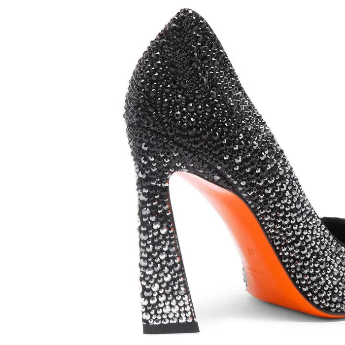 Santoni Black Suede And Strass HighHeel Sibille Pump Women Pumps and Heels
