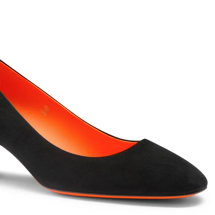 Santoni Black Suede LowHeel Pump Women Pumps and Heels