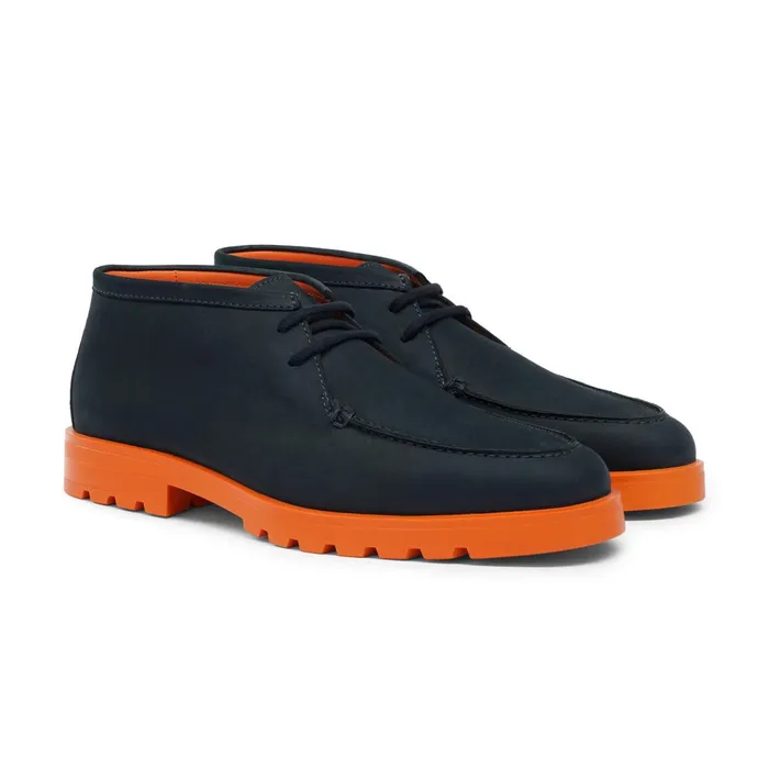 Santoni Blue And Orange Nubuck Desert Boot Men Boots