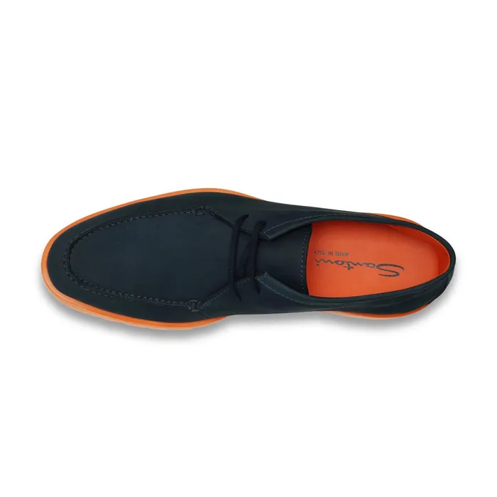 Santoni Blue And Orange Nubuck Desert Boot Men Boots
