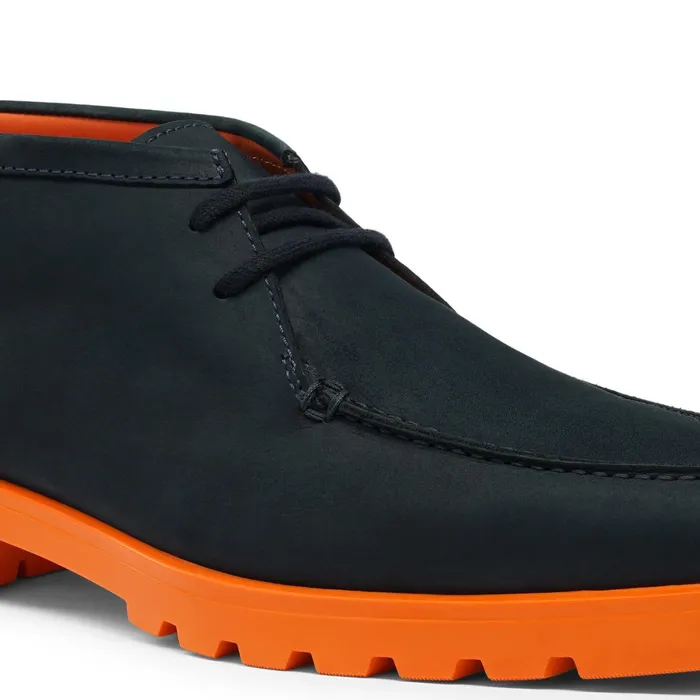 Santoni Blue And Orange Nubuck Desert Boot Men Boots