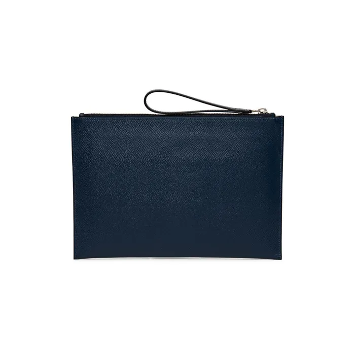 Santoni Blue Saffiano Leather Pouch MenWomen Small Leather Goods