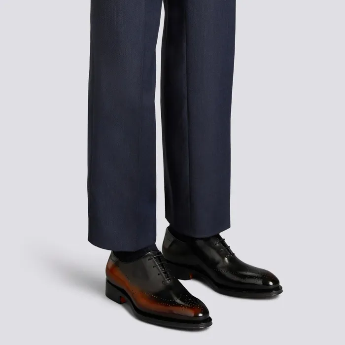 Santoni Brown Leather Oxford Brogue Men LaceUps