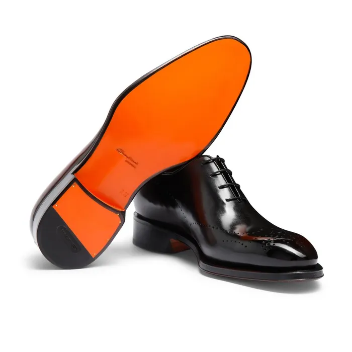 Santoni Brown Leather Oxford Brogue Men LaceUps